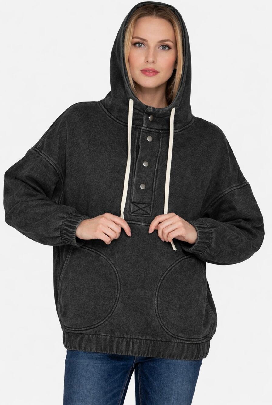 Zenana Acid Washed Purple Hoodie